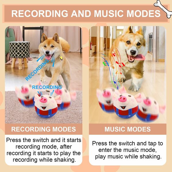 Interactive Dog Toys, Jumping Squeaky Dog Toys Music Modes, Rechargeable Moving Dog Chew Toys(Red)