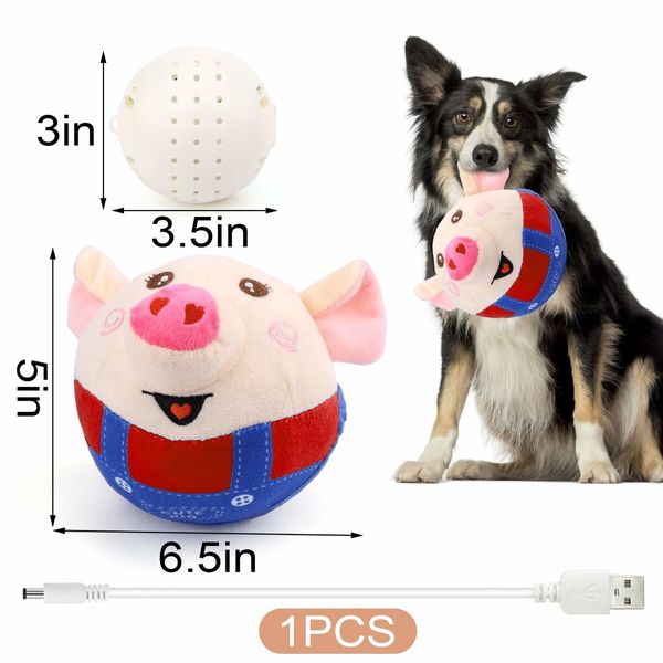 Interactive Dog Toys, Jumping Squeaky Dog Toys Music Modes, Rechargeable Moving Dog Chew Toys(Red)