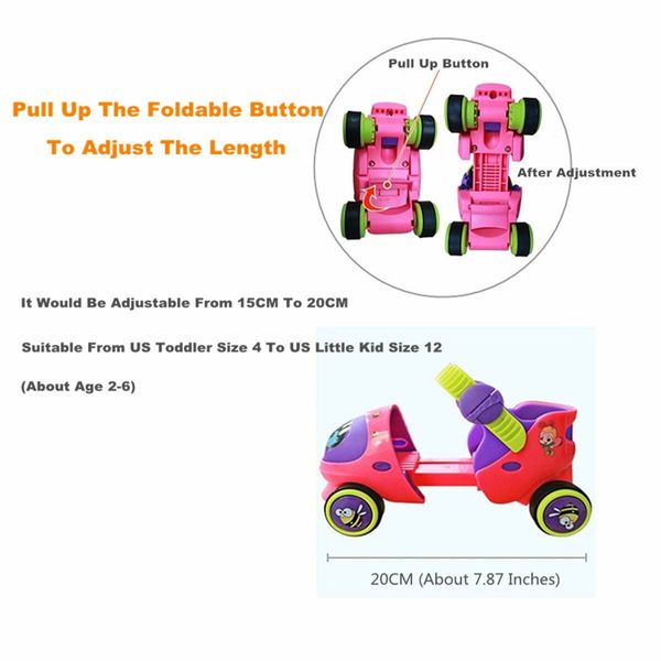 Kids Children's Boys Girls Adjustable Quad Roller Skates Shoes with Safe Lock Mode for Beginners Toddlers Baby (Pink)