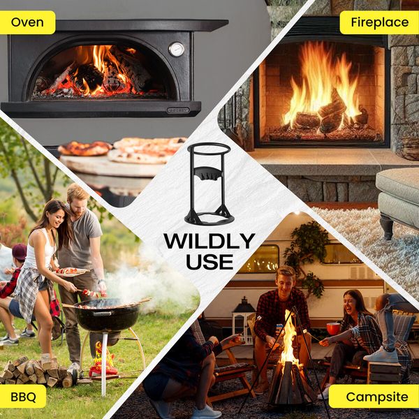 Log Firewood Splitter Set with Hammer Manual Wood Splitting Cutter Kindling Cutting Fireplace BBQ Camping Tool Outdoor Steel