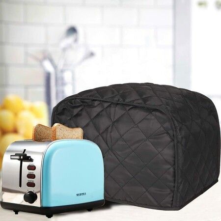 2 slice Toaster Cover,Polyester Fabric Quilted Two Slice Toaster Appliance Dust-proof Cover For Kitchen Small Appliance Dust Cover and Fingerprint Protection (Black)