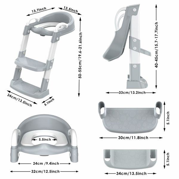 Potty Training Seat with Step Stool Ladder,Toddler Potty Training Toilet for Boys Kids,Potty Chair Adjustable Potty Seat for Toilet with Anti-Slip Wide Steps Splash Guard Safety Handles