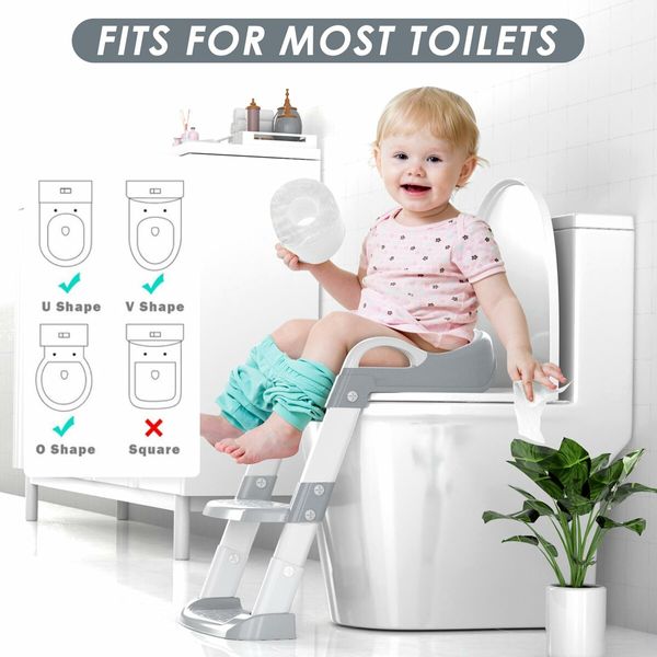 Potty Training Seat with Step Stool Ladder,Toddler Potty Training Toilet for Boys Kids,Potty Chair Adjustable Potty Seat for Toilet with Anti-Slip Wide Steps Splash Guard Safety Handles