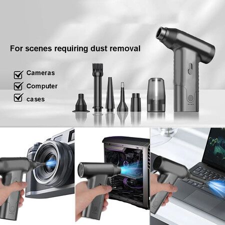 Dual Air Duct Jet Turbo Strong Fan With LED Lighting Dust Elimination 110000RPM Household Cleaning Dust Collector For Home Computer Car