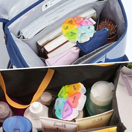 Weekly 7 Day Large Pill Organizer,Travel Pill Box,Pill case,Medicine Organizer,Pill Container,Pill Box 7 Day,Pill Dispenser,Medication Organizer,Pill Organizer Weekly (1PCS Colorful)