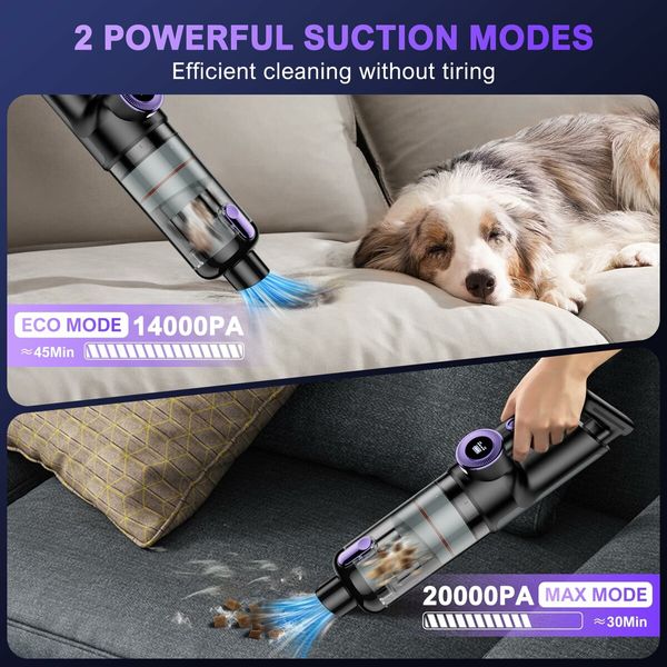 Handheld Vacuum Cordless,Car Vacuum Cleaner with Brushless Motor,20000Pa Strong Suction Vacuum with LED Light,Type C Port,Portable Hand Vacuum for Home,Pet and Car