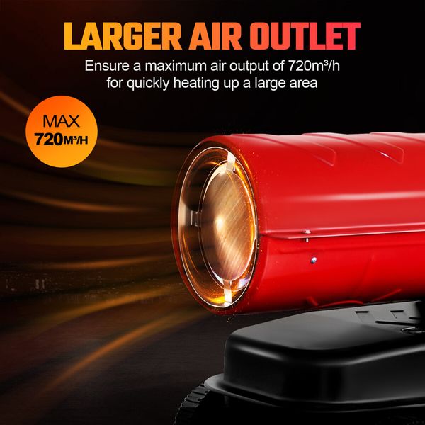 38KW Fan Heater Industrial Space Kerosene Diesel Forced Air Blower Digital Timing Portable for Warehouse Workshop Shed