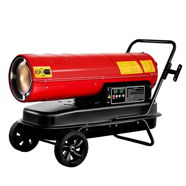 58KW Fan Heater Industrial Kerosene Diesel Forced Hot Air Blower Digital Timing Space Workshop Warehouse Shed Portable