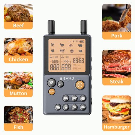 Wireless Meat Thermometer,Max 300FT Digital Meat Thermometer Wireless with 2 Meat Probes For BBQ Oven Grill Smoker Rotisserie Sous Vide