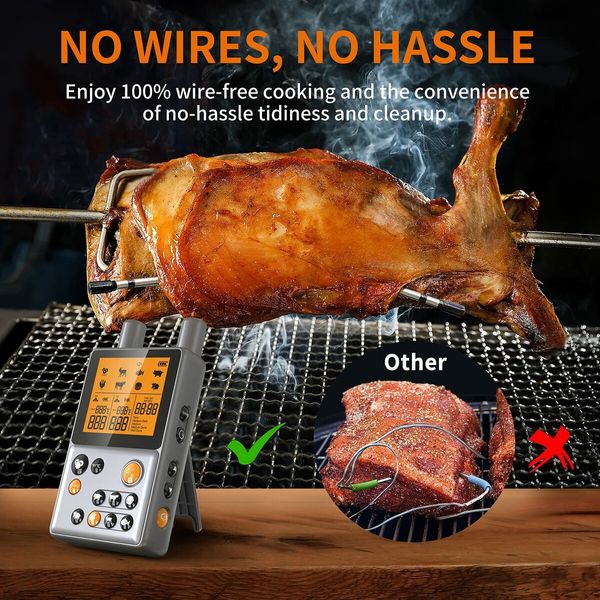 Wireless Meat Thermometer,Max 300FT Digital Meat Thermometer Wireless with 2 Meat Probes For BBQ Oven Grill Smoker Rotisserie Sous Vide