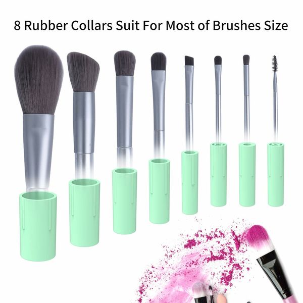 Makeup Brush Cleaner and Dryer Machine Electric Cosmetic Automatic Brush Spinner with 8 Size Rubber Collars(Green)