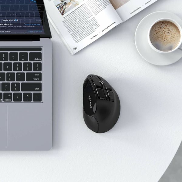 Ergonomic Mouse,Wireless Vertical Mouse,Rechargeable Optical Mice for Multi-Purpose Bluetooth USB Connection,Compatible With iOS Mac Windows Computers - Black