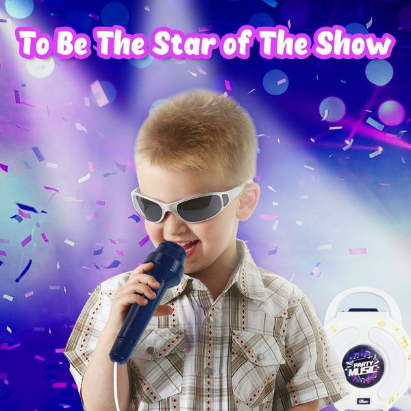 (Blue)Karaoke Machine for Kids, Portable Singing Machine Karaoke Toys with 2 Microphone,Party Favor Birthday Gifts for Toddlers Boys And Girls