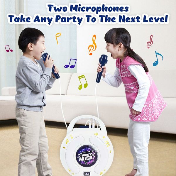 (Blue)Karaoke Machine for Kids, Portable Singing Machine Karaoke Toys with 2 Microphone,Party Favor Birthday Gifts for Toddlers Boys And Girls