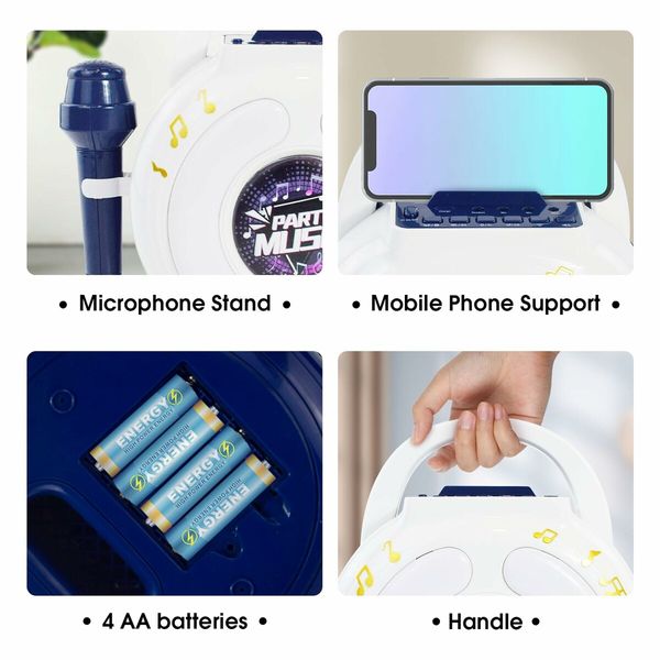 (Blue)Karaoke Machine for Kids, Portable Singing Machine Karaoke Toys with 2 Microphone,Party Favor Birthday Gifts for Toddlers Boys And Girls