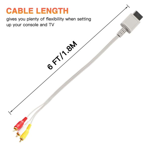 AV Cable for Wii Wii U,Composite Audio Video TV Connector Cable Cord for Wii U/Wii