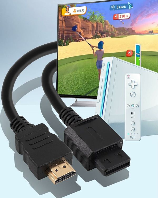 Wii to HDMI Adapter Cable (1080P/720P) Wii HDMI Picture Quality Upscaler Resolution Enhancer Wii 2 HDMI Converter Support All Wii Console Display Modes (2M/6.56FT,Plug and Play)