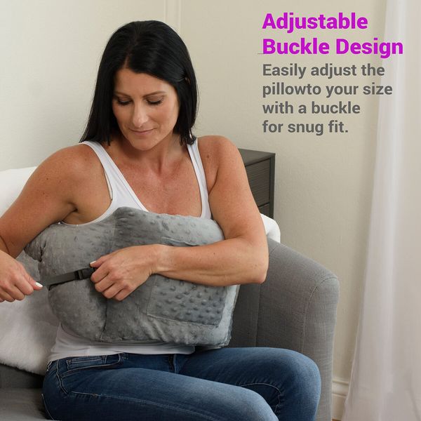 Mastectomy Pillow for Post-Surgery Recovery Essential Gift with Seatbelt Protection in Grey