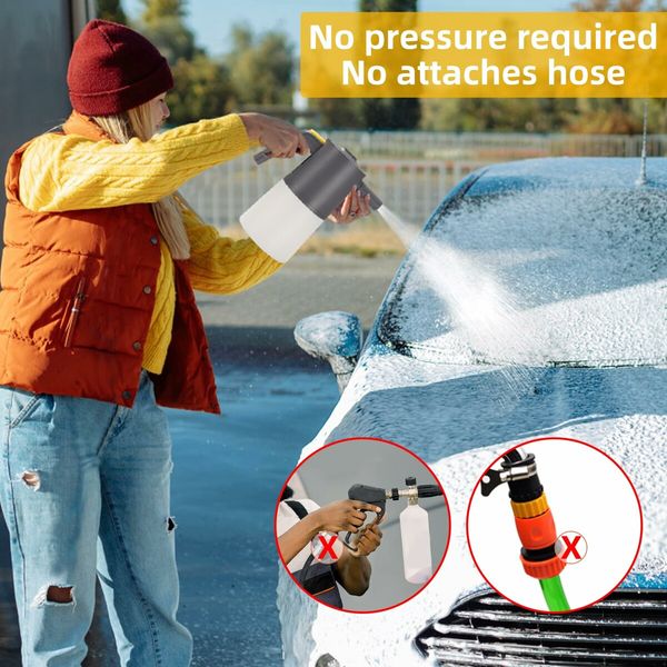 Electric Car Foam Sprayer with USB, Electric Pressurized Foam Sprayer  for Home, Garden and Car Beauty and Cleaning, Washing（1 Liters）