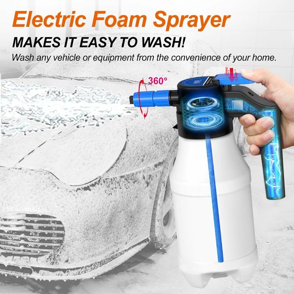 1.5 Liters Electric Foam Sprayer with USB,  Pressurized Foam Sprayer for Car Washing,Foam Sprayer for Home, Garden and Car Beauty and Cleaning