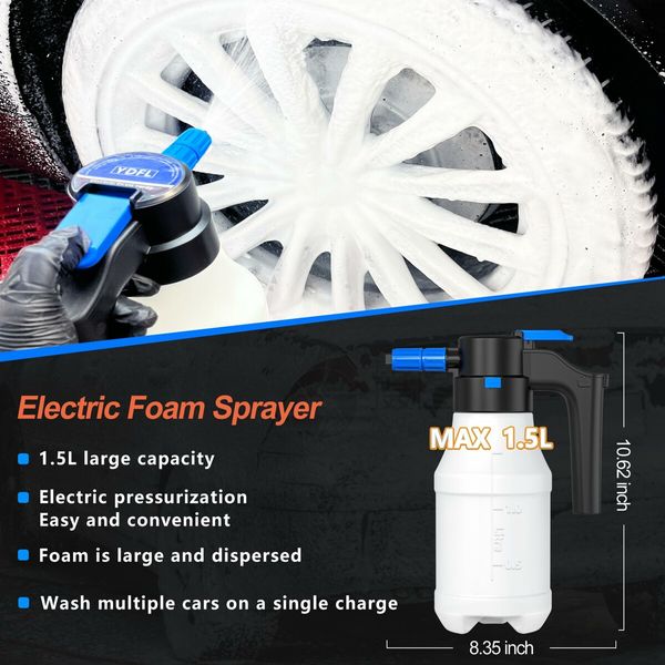 1.5 Liters Electric Foam Sprayer with USB,  Pressurized Foam Sprayer for Car Washing,Foam Sprayer for Home, Garden and Car Beauty and Cleaning