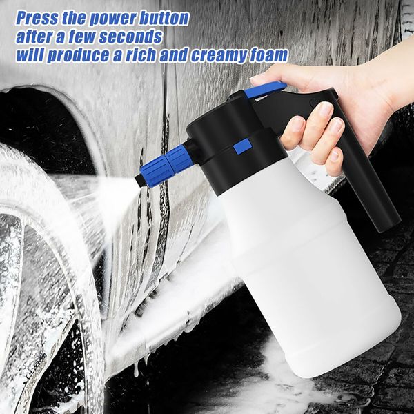 1.5L Electric Car Foam Sprayer, Battery Powered Foam Sprayer for Car Wash with USB Rechargeable Cordless Pump Foam Sprayer for Watering Garden Plants