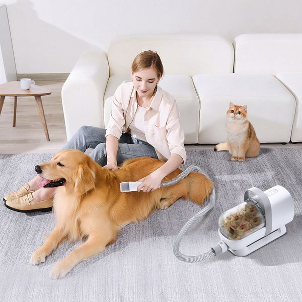 7 in 1 Pro Pet Dog Grooming Kit Cat Hair Trimmer Shaver Nail Clipper Grinder Vacuum Cleaner Deshedding Brush Slicker Removal Groomer Cleaning Tool Set