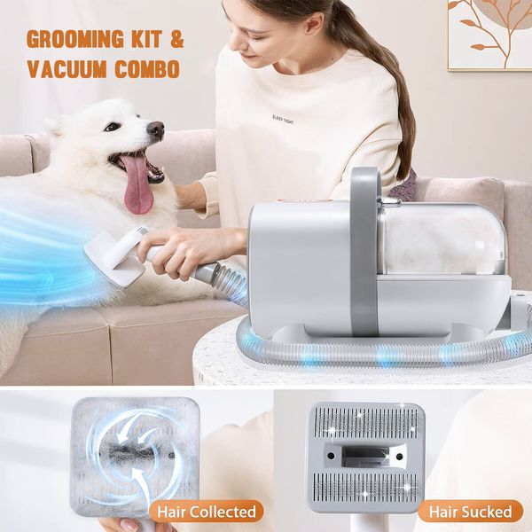 7 in 1 Pro Pet Dog Grooming Kit Cat Hair Trimmer Shaver Nail Clipper Grinder Vacuum Cleaner Deshedding Brush Slicker Removal Groomer Cleaning Tool Set