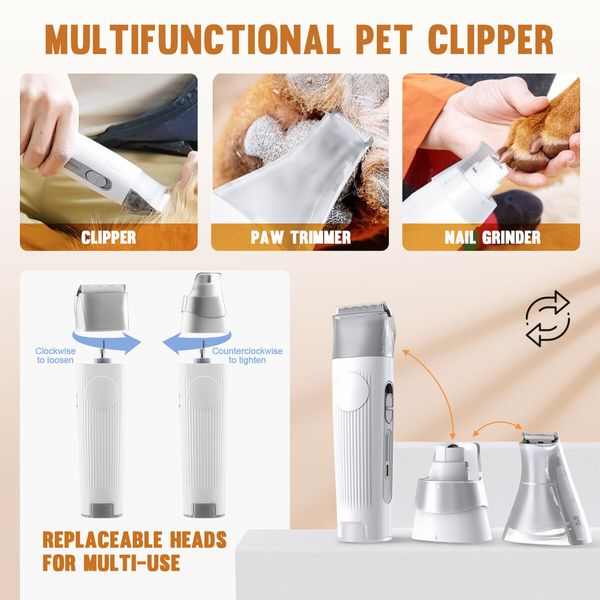 7 in 1 Pro Pet Dog Grooming Kit Cat Hair Trimmer Shaver Nail Clipper Grinder Vacuum Cleaner Deshedding Brush Slicker Removal Groomer Cleaning Tool Set