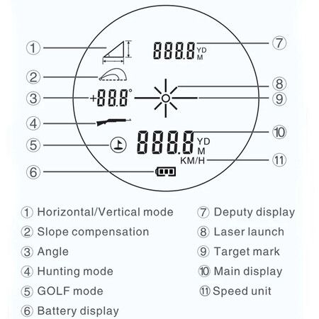 1200m Golf Laser Rangefinder Hunting Rechargeable Slope Adjusted Flag-Lock Vibration Laser Distance Meter