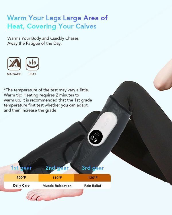 Leg Massager for Circulation,Calf Air Compression Massager with Heat,Leg Massager with 3 Intensities,3 Modes,Easy to use,Muscle Relaxation,Gifts (1Pair Black)