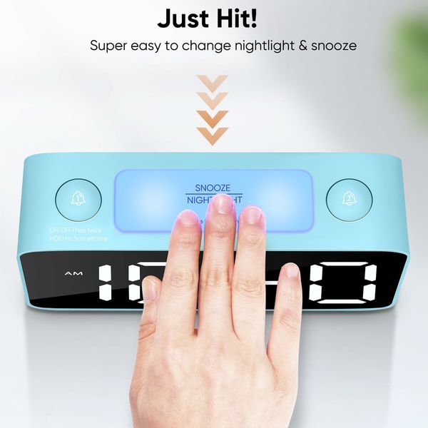Super Loud Alarm Clock for Heavy Sleepers,Digital Clock with 7 Color NightLight,Adjustable Volume,Dimmer,Small Clocks for Bedrooms (Blue+RGB)