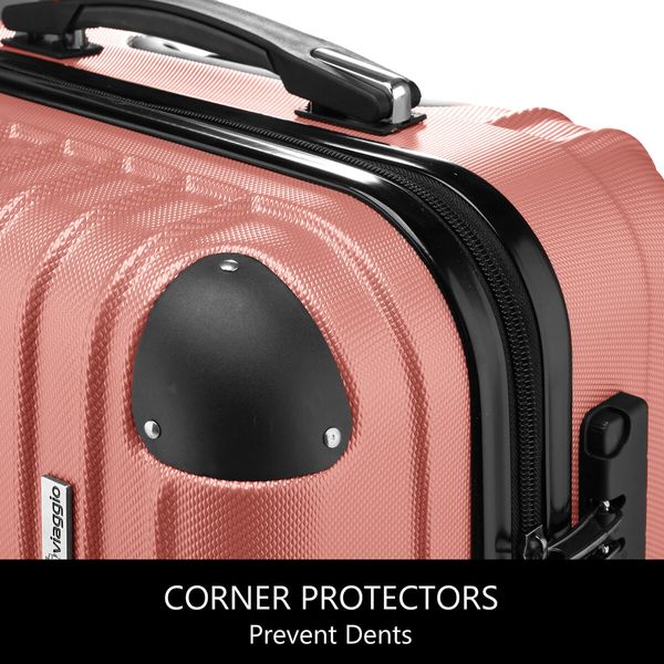 3Pcs Suitcase Luggage Set Expandable Hard Shell Carry On Travel Trolley Lightweight Cabin TSA Lock 2 Covers Rose Gold