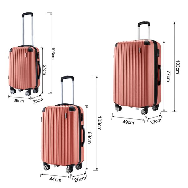 3Pcs Suitcase Luggage Set Expandable Hard Shell Carry On Travel Trolley Lightweight Cabin TSA Lock 2 Covers Rose Gold