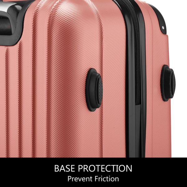 3Pcs Suitcase Luggage Set Expandable Hard Shell Carry On Travel Trolley Lightweight Cabin TSA Lock 2 Covers Rose Gold