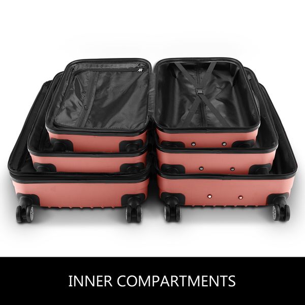 3Pcs Suitcase Luggage Set Expandable Hard Shell Carry On Travel Trolley Lightweight Cabin TSA Lock 2 Covers Rose Gold