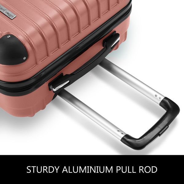 3Pcs Suitcase Luggage Set Expandable Hard Shell Carry On Travel Trolley Lightweight Cabin TSA Lock 2 Covers Rose Gold