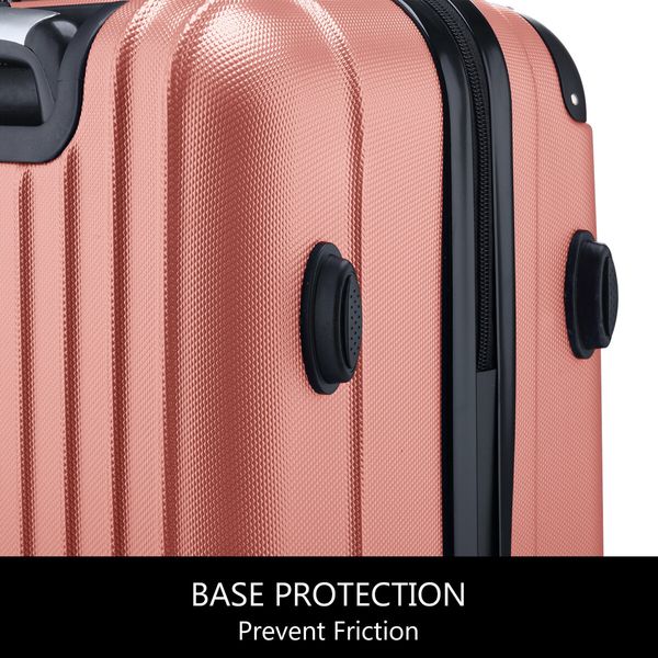 2Pcs Luggage Set Carry On Suitcases Travel Case Cabin Hard Shell Travelling Bags Hand Baggage Lightweight Rose Gold