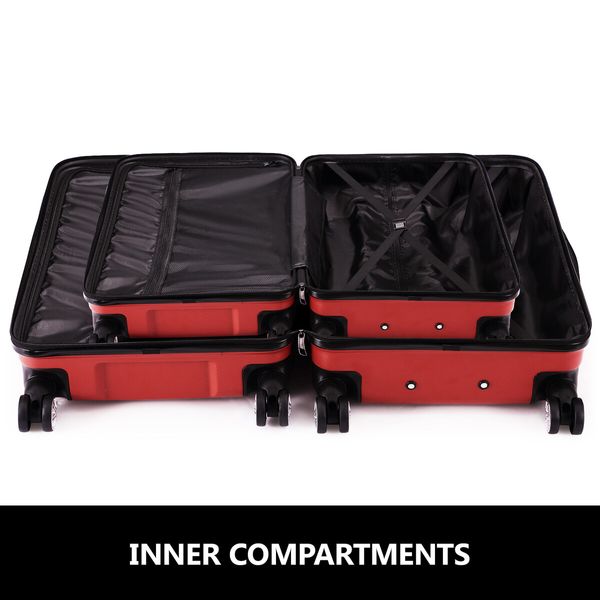 2 Piece Luggage Set Carry On Hard Shell Suitcase Travel Trolley Expendable Lightweight Case Cabin TSA Lock Red