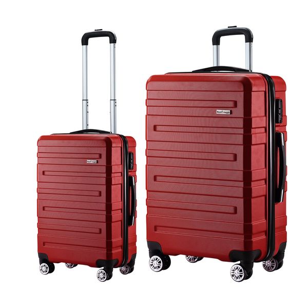 2 Piece Luggage Set Carry On Hard Shell Suitcase Travel Trolley Expendable Lightweight Case Cabin TSA Lock Red