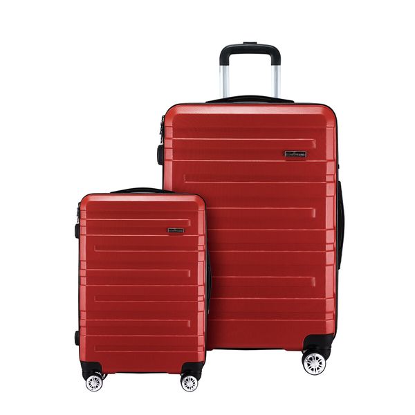 2 Piece Luggage Set Carry On Hard Shell Suitcase Travel Trolley Expendable Lightweight Case Cabin TSA Lock Red