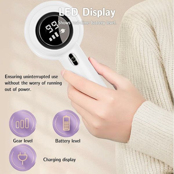 Electric Lint Remover, Rechargeable Fabric Shaver with LED Display