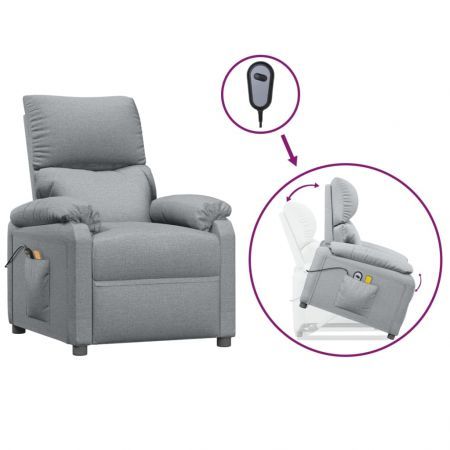 Stand Up Massage Recliner Chair Light Grey Fabric