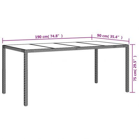 Garden Table White 190x90x75 cm Tempered Glass and Poly Rattan