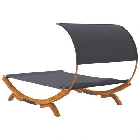 Outdoor Lounge Bed with Canopy 165x203x126cm Solid Bent Wood Anthracite