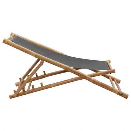 Deck Chair Bamboo and Canvas Dark Grey