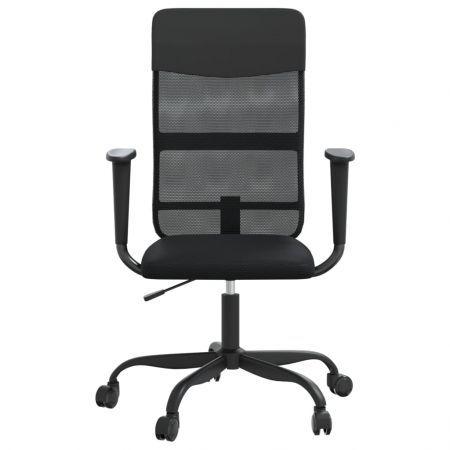 Office Chair Height Adjustable Black Mesh Fabric and Faux Leather