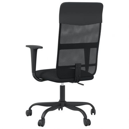 Office Chair Height Adjustable Black Mesh Fabric and Faux Leather