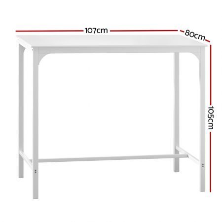 Artiss Bar Table Dining Desk High Kitchen Shelf Metal Legs Cafe Pub White