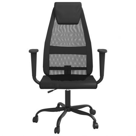 Office Chair Height Adjustable Black Mesh Fabric and Faux Leather